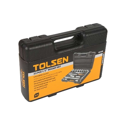 Picture of TOLSEN 22 Pcs 1/2" Socket Set Ratchet Wrench Set Industrial Series Model: 15139 - Kings Trading