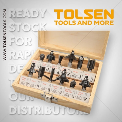 Picture of TOLSEN 12 Pcs Carbide Router Bits Set 75680 - Kings Trading