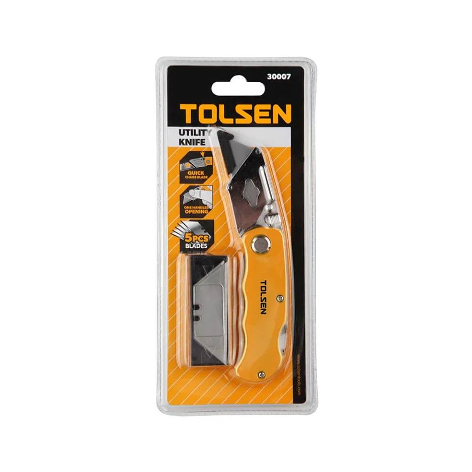 Picture of Tolsen Folding Utility Cutter with 5 Pcs Refill Set 30007 * Kings Trading *