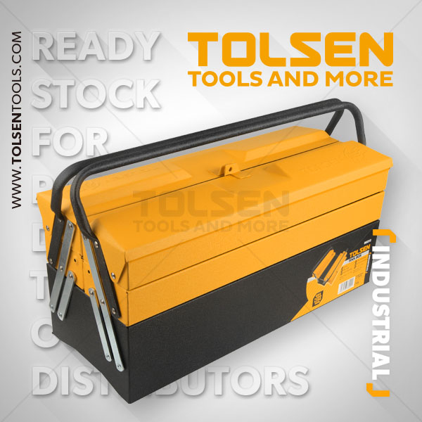 Picture of Tolsen 3 Layer Heavy Duty Steel Tool Box (495 x 200 x 290 mm) 80212