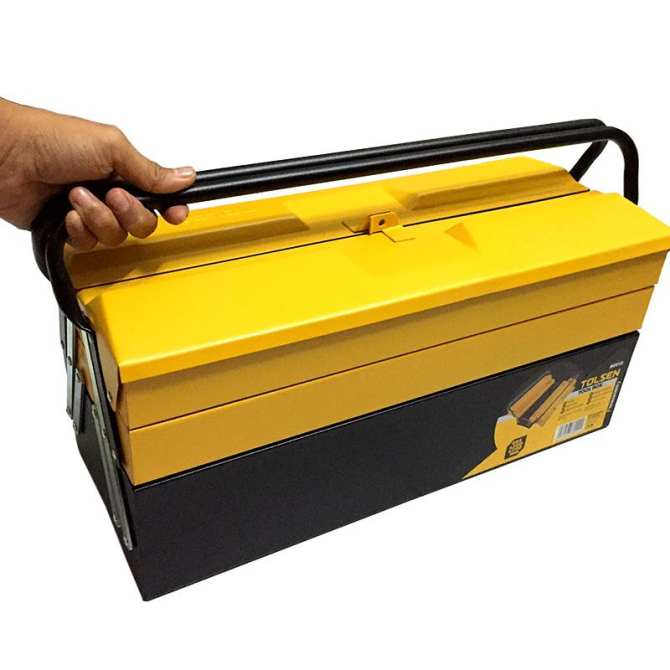 Picture of Tolsen 3 Layer Heavy Duty Steel Tool Box (495 x 200 x 290 mm) 80212