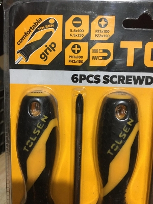 Picture of TOLSEN 6Pcs Anti-Slip Grip Magnetized Flat Phillips Pozidrive Screwdriver Set / 20014 - Kings Trading