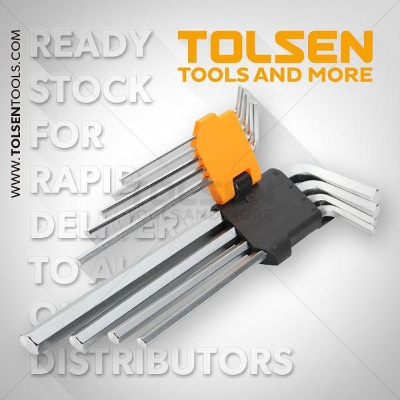 Picture of TOLSEN 9Pcs Extra-Long Arm Hex Key Set Allen Wrench 20049 - Kings Trading