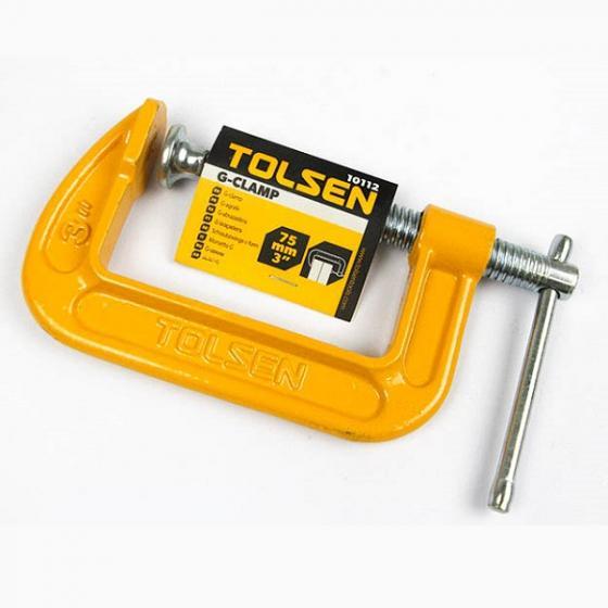 Picture of TOLSEN 3" G-Clamp, C Clamp 75mm Zinc plated thread bar 10112 - Kings Trading