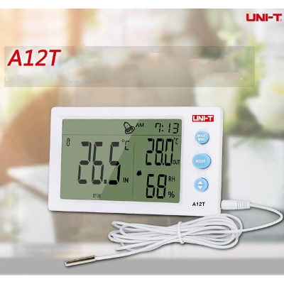Picture of Uni-T A12T  Indoor Outdoor Temperature Humidity Mete with External probe LED Digital Hygrometer with Temperature / Humidity / Calendar / Alarm Clock A12T - Kings Trading