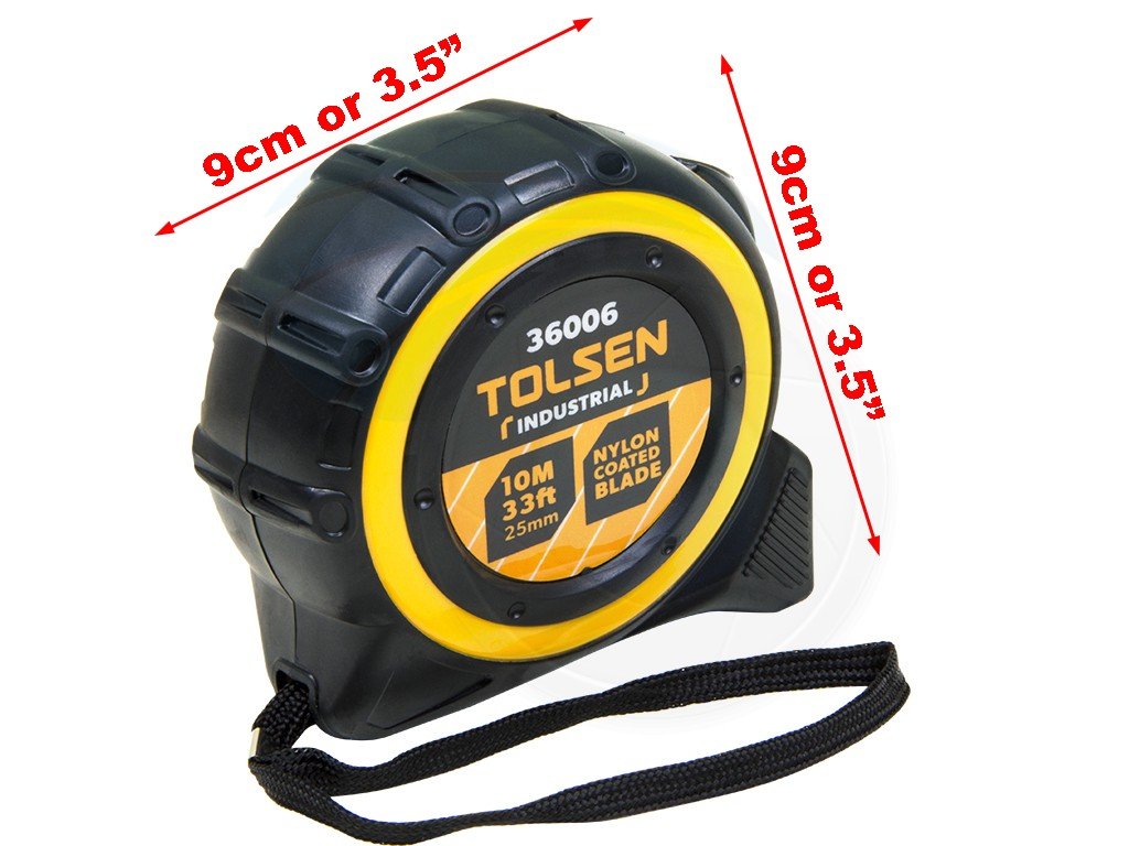 Picture of TOLSEN 10M 33ft Nylon Coated Heavy Duty Measuring Tape Metric Imperial 36006 - Kings Trading