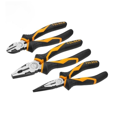 Picture of TOLSEN Industrial 3Pcs Pliers Set (Combination, Long Nose, Cutting) Gripro Series 10410 - Kings Trading