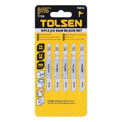 Picture of TOLSEN 5Pcs Industrial Jigsaw Blades Set (75mm 12 TPI) High Carbon Steel 76812 - Kings Trading