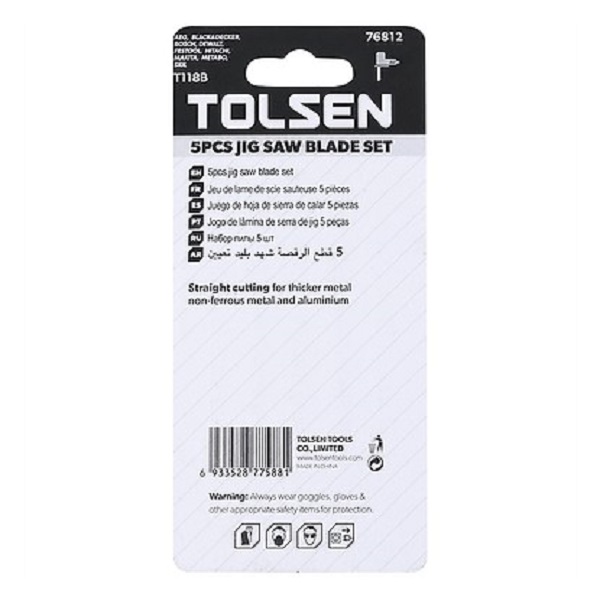Picture of TOLSEN 5Pcs Industrial Jigsaw Blades Set (75mm 12 TPI) High Carbon Steel 76812 - Kings Trading