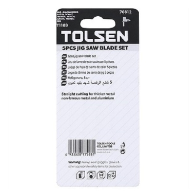 Picture of TOLSEN 5Pcs Industrial Jigsaw Blades Set (75mm 12 TPI) High Carbon Steel 76812 - Kings Trading