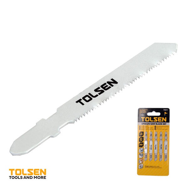 Picture of TOLSEN 5pcs Jigsaw Blades Set T118A Metal (75mm 21 TPI) High Carbon Steel Model: 76811