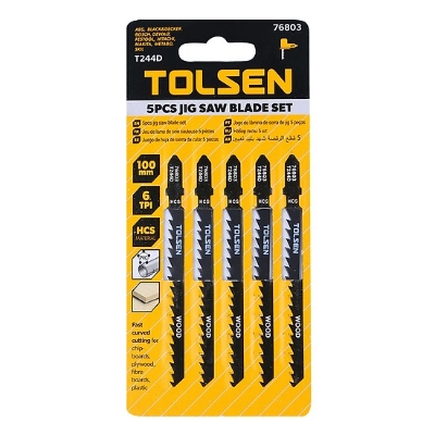 Picture of TOLSEN 5Pcs Industrial Jigsaw Blades Set T244D (100mm 6 TPI) High Carbon Steel 76803 - Kings Trading