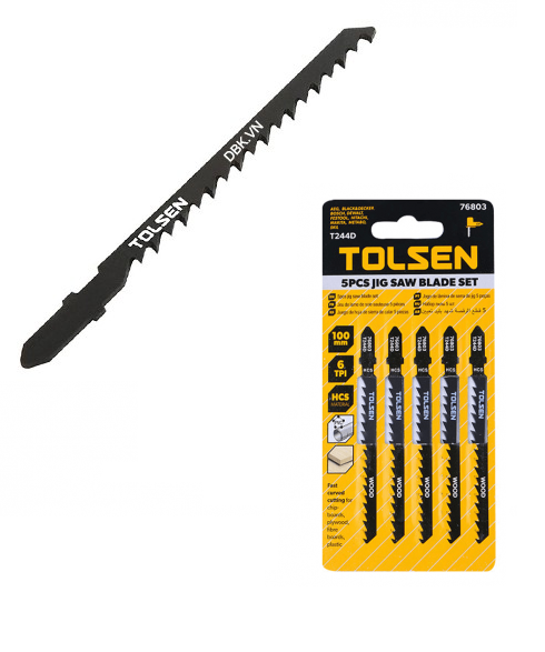 Picture of TOLSEN 5Pcs Industrial Jigsaw Blades Set T244D (100mm 6 TPI) High Carbon Steel 76803 - Kings Trading