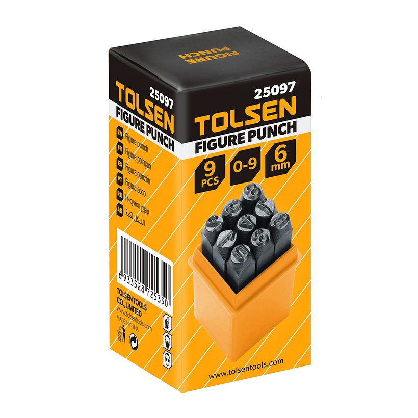 Picture of TOLSEN 9Pcs Steel Number Figure Punch Set (6mm) 25097 - Kings Trading