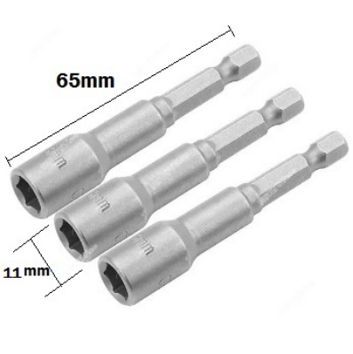 Picture of TOLSEN 3Pcs Magnetic Nut Socket Set (8mm x 65mm) Tek Screw Bits 77843 - Kings Trading