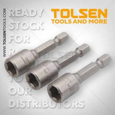 Picture of TOLSEN 3Pcs Magnetic Nut Socket Set (8mm) Tek Screw Bits 77823 - Kings Trading