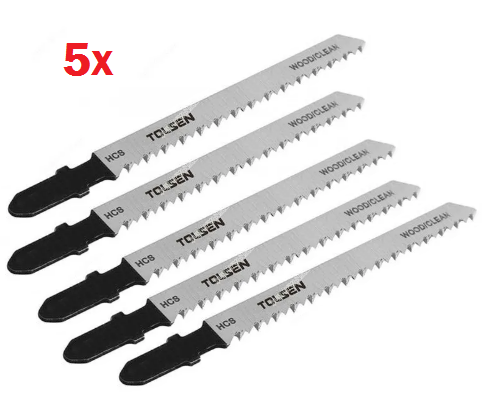 Picture of TOLSEN 5pcs Jigsaw Blades Set 100mm  (T101B Wood) Industrial quality Model: 76804
