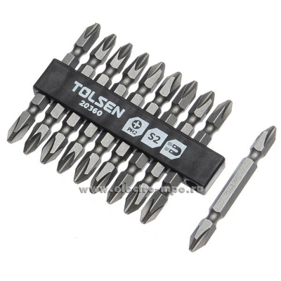 Picture of TOLSEN 10 Pcs Double End Screwdriver Bits Set (PH2/PH2x65mm) Industrial Quality with Magnet 20360 - Kings Trading