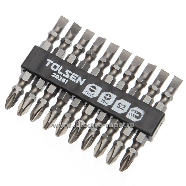 Picture of TOLSEN 10Pcs Double End Screwdriver Bits Set (PH2/SL5.5x65mm) Industrial Quality with Magnet 20361 - Kings Trading