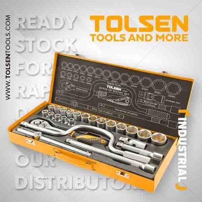 Picture of TOLSEN 24Pcs 1/2" Socket Set with Steel Case 15141 - Kings Trading