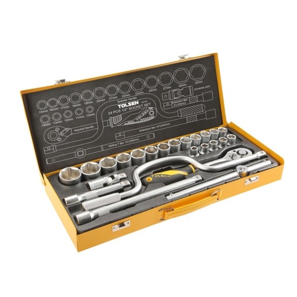 Picture of TOLSEN 24Pcs 1/2" Socket Set with Steel Case 15141 - Kings Trading