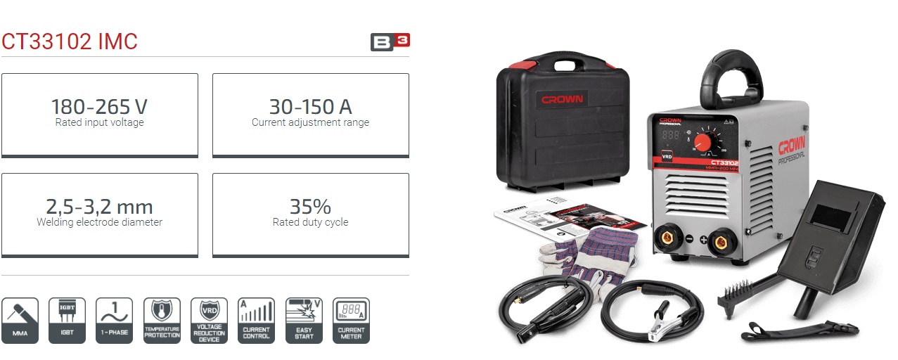 Picture of CROWN Inverter DC MMA Welding Machines (30-150A) with All Accessories CT33102 - Kings Trading