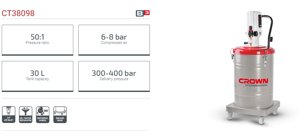 Picture of CROWN Grease Injector 30L Tank capacity CT38098 - Kings Trading