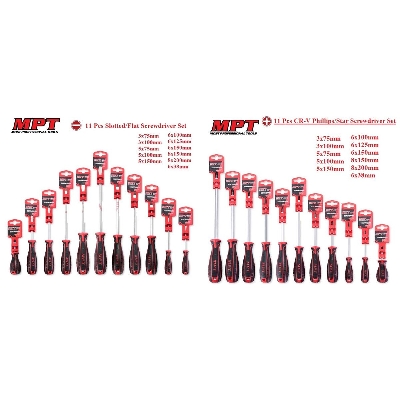 Picture of MPT 22 Pcs Non-Slip Magnetic Tip CR-V Philip/Star and Slotted/Flat Screwdriver Set  MHA01011PS - Kings Trading