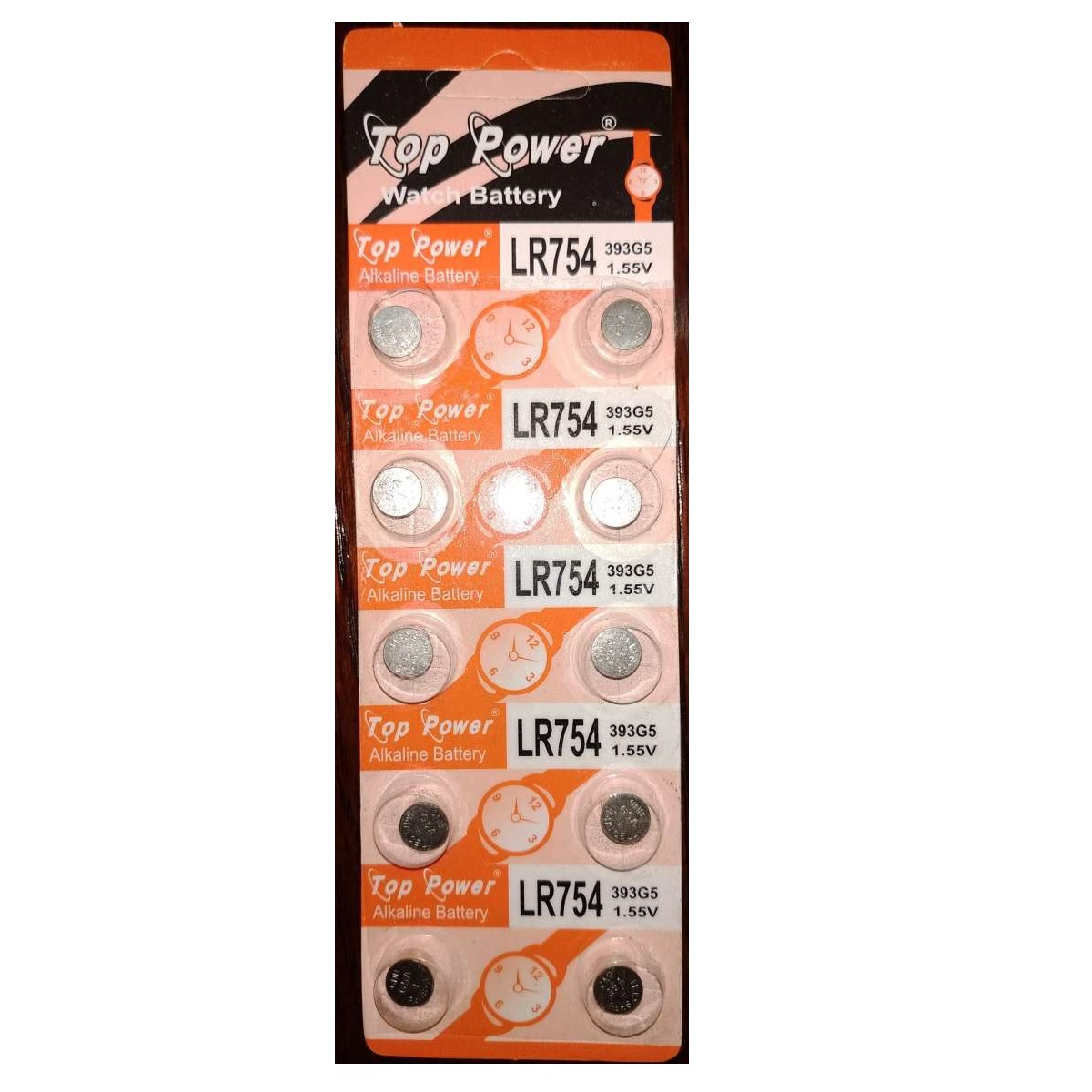 Picture of Top Power Watch Battery LR754 / 393G5 Alkaline Battery - 10 Pcs