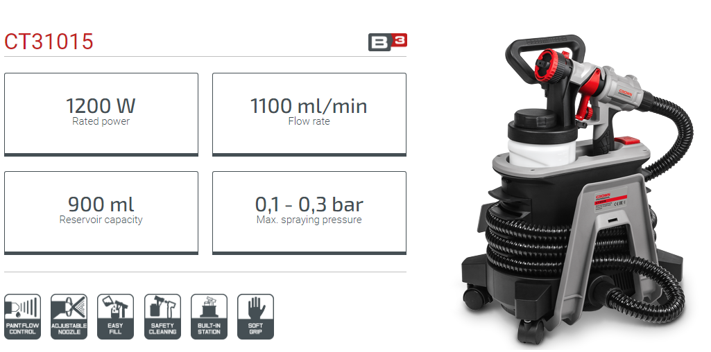 Picture of CROWN Electric Spray Gun Paint Tools 1200W, 900ml (no need air compressor) CT31015 - Kings Trading