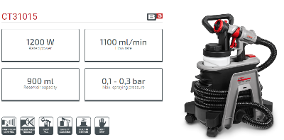 Picture of CROWN Electric Spray Gun Paint Tools 1200W, 900ml (no need air compressor) CT31015 - Kings Trading