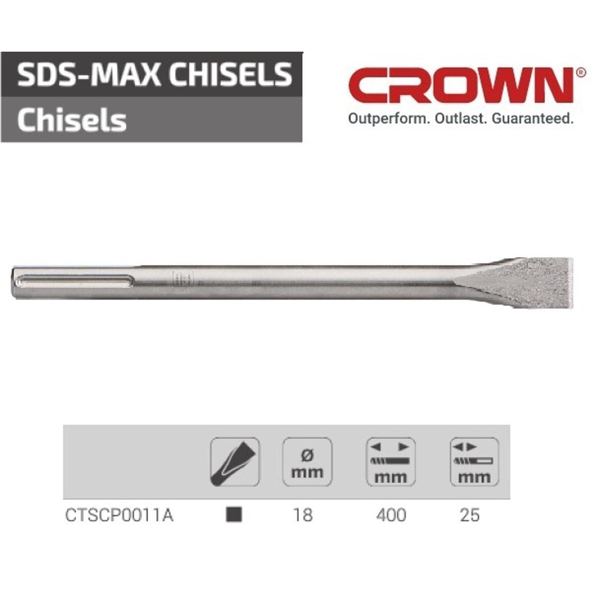 Picture of CROWN SDS-max Demolition Hammer Flat Chisel (18mm Shake & 400mm Length) Model: CTSCP0011A - Kings Trading