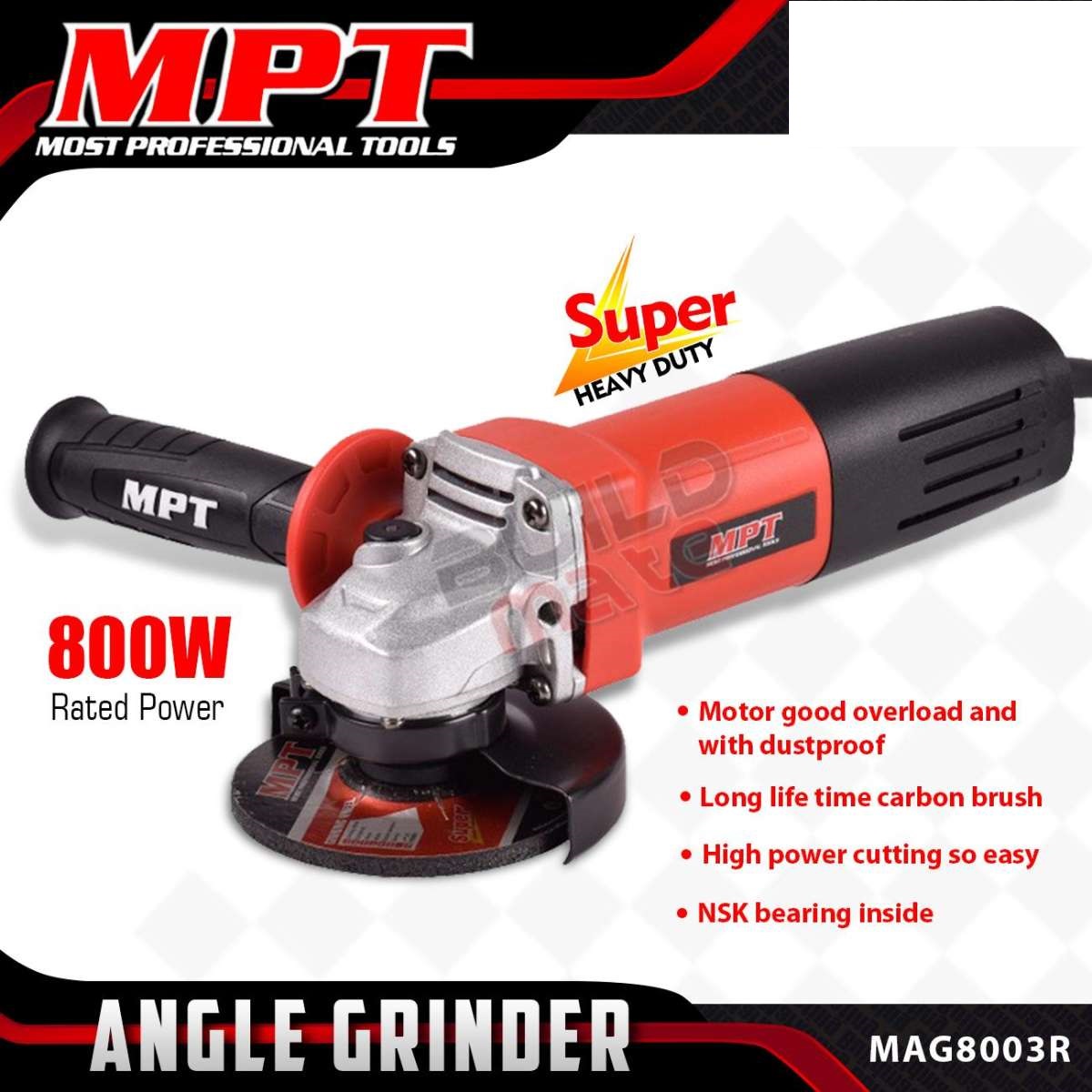Picture of MPT Angle Grinder 100mm (4 inch)  800W Slim Body Back Switch Model: MAG8003R