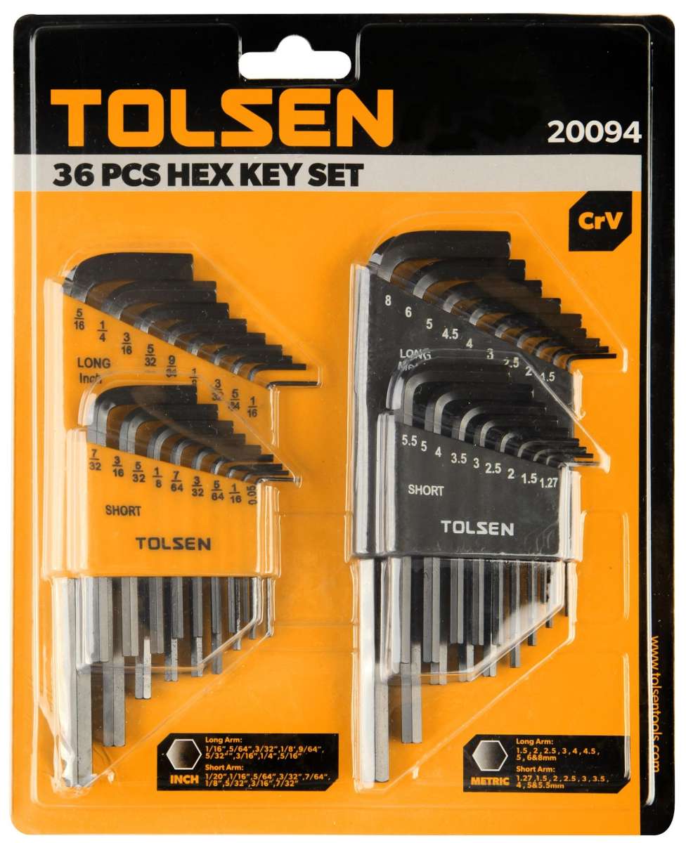 Picture of TOLSEN 36Pcs Allen Hex Key Set "es & Metric Black Finish Model: 20094 - Kings Trading