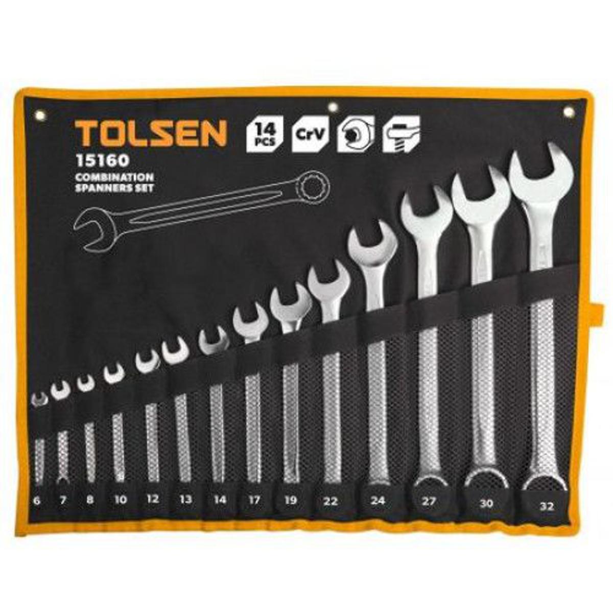 Picture of TOLSEN 12Pcs Double Open End Spanner Set (6mm to 32mm) Model: 15165 - Kings Trading