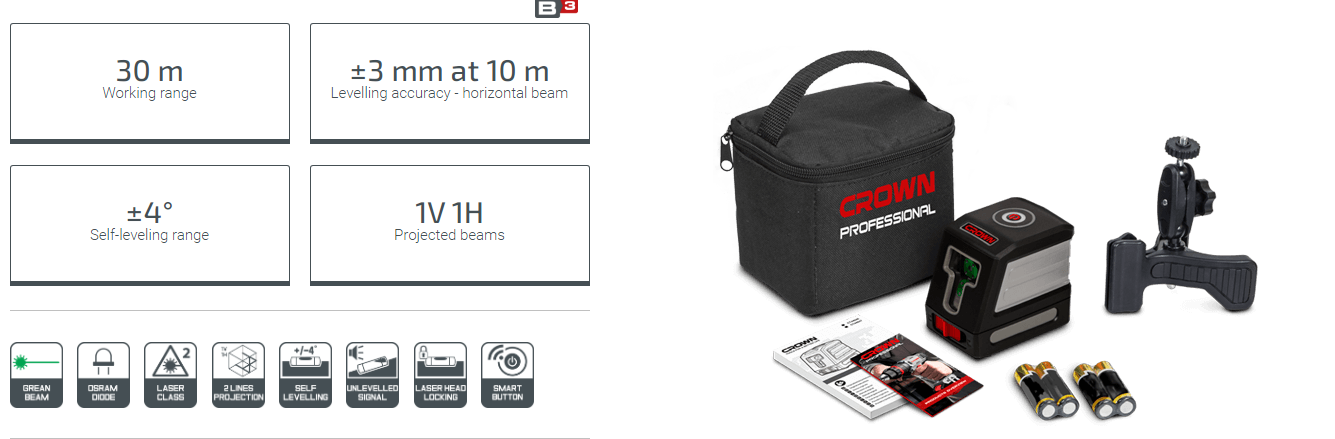 Picture of CROWN Line LASER Level Green 1V 1H CT44047 - Kings Trading