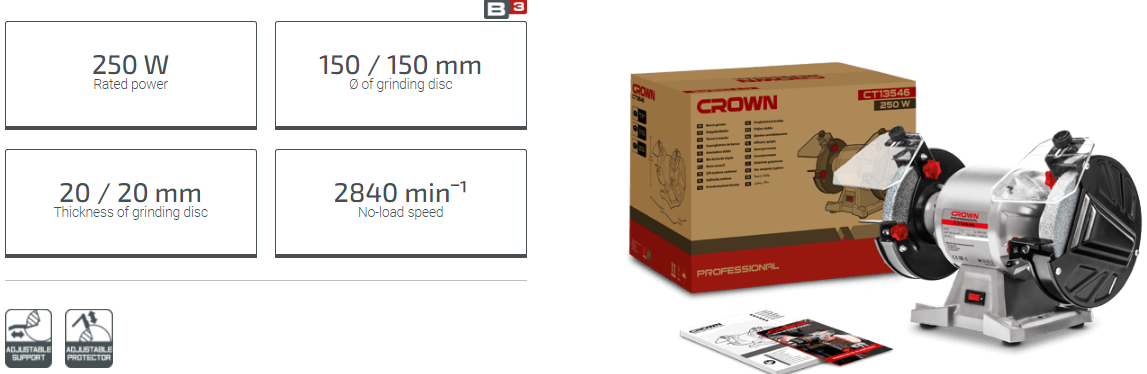 Picture of CROWN 6" 250W Bench Grinder 150mm CT13546 - Kings Trading