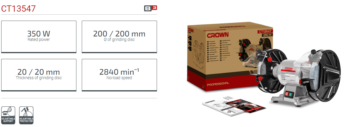 Picture of CROWN 8" 350W Bench Grinder 200mm CT13547 - Kings Trading