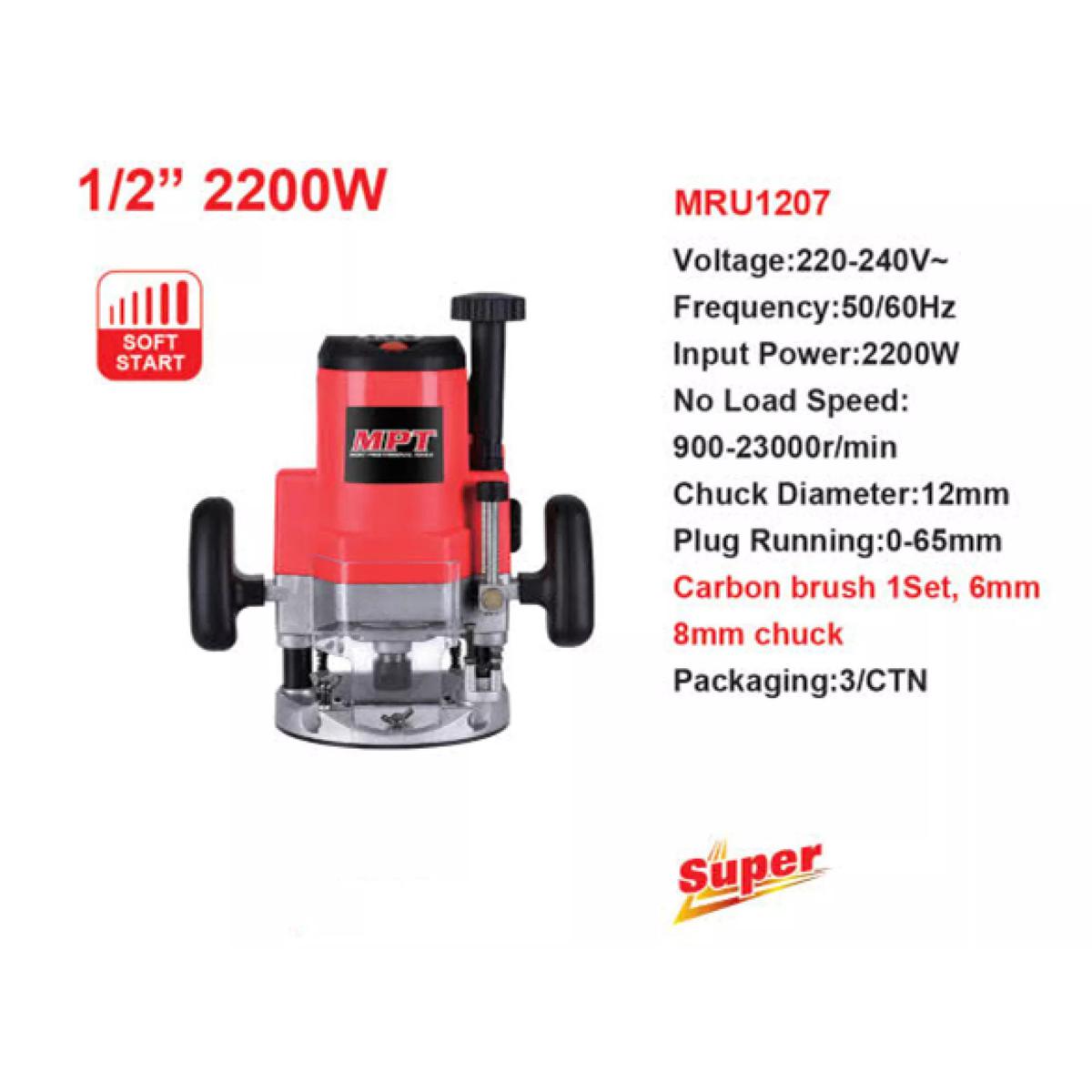 Picture of MPT Router 2200W, 12/8/6mm MRU1207 - Kings Trading