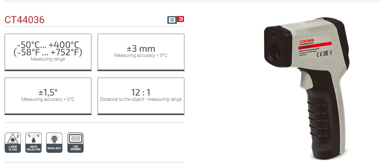 Picture of CROWN Thermon Detector Infrared (-50°C to +400°C) CT44036 - Kings Trading