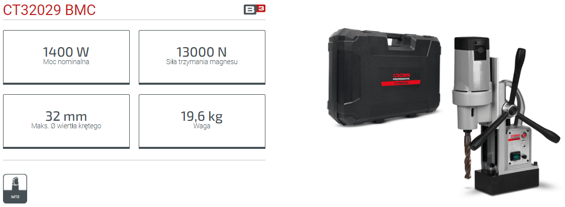 Picture of CROWN Magnetic Drill 1400W 13000N Model: CT32029 - Kings Trading