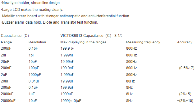 Picture of VICTOR 6013 Digital Capacitance Multimeter Capacitor meter - Kings Trading