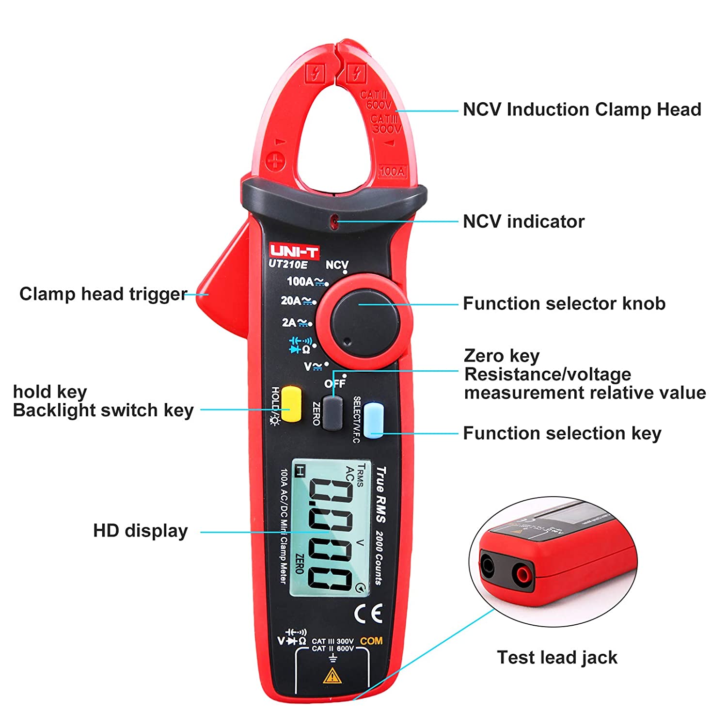 Picture of UNI-T UT210E True RMS AC/DC Current Mini Clamp Meter Capacitance Tester - Kings Trading