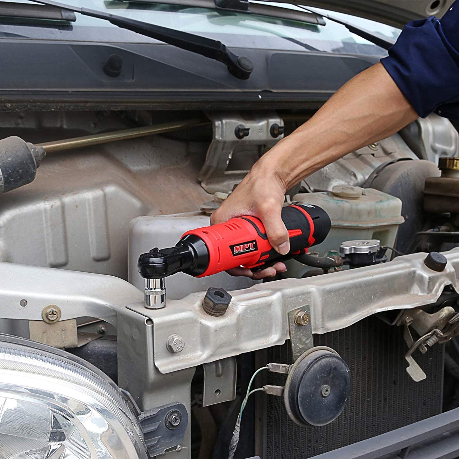 Picture of MPT Cordless Ratchet Wrench Kit 12V 3/8" 40Nm with LED, 7 Bolts Lithium-Ion Battery with 1 Hour Fast Charger MCRW1240.B1 - Kings Trading