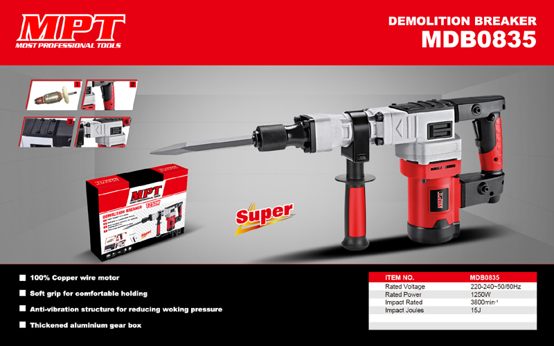 Picture of MPT Demolition Breaker 15J 1250W Hammer Drill New Cheap Power Tools HEX Electric MDB0835 - Kings Trading