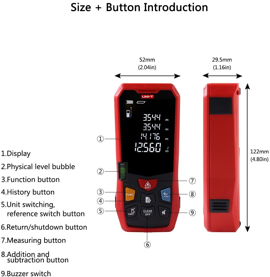 Picture of UNI-T LM40 Distance Meter 40M (131ft) LASER Measure - Kings Trading
