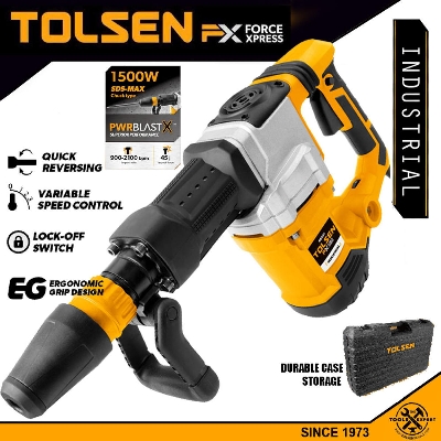 Picture of TOLSEN Demolition Hammer w/ Hard Case 1500W SDS-MAX Chuck Industrial Grade 88551 - Kings Trading