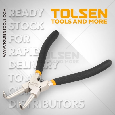 Picture of TOLSEN 7" Internal Circlip Pliers, bent (180mm) Dipped Handle 10082 - Kings Trading