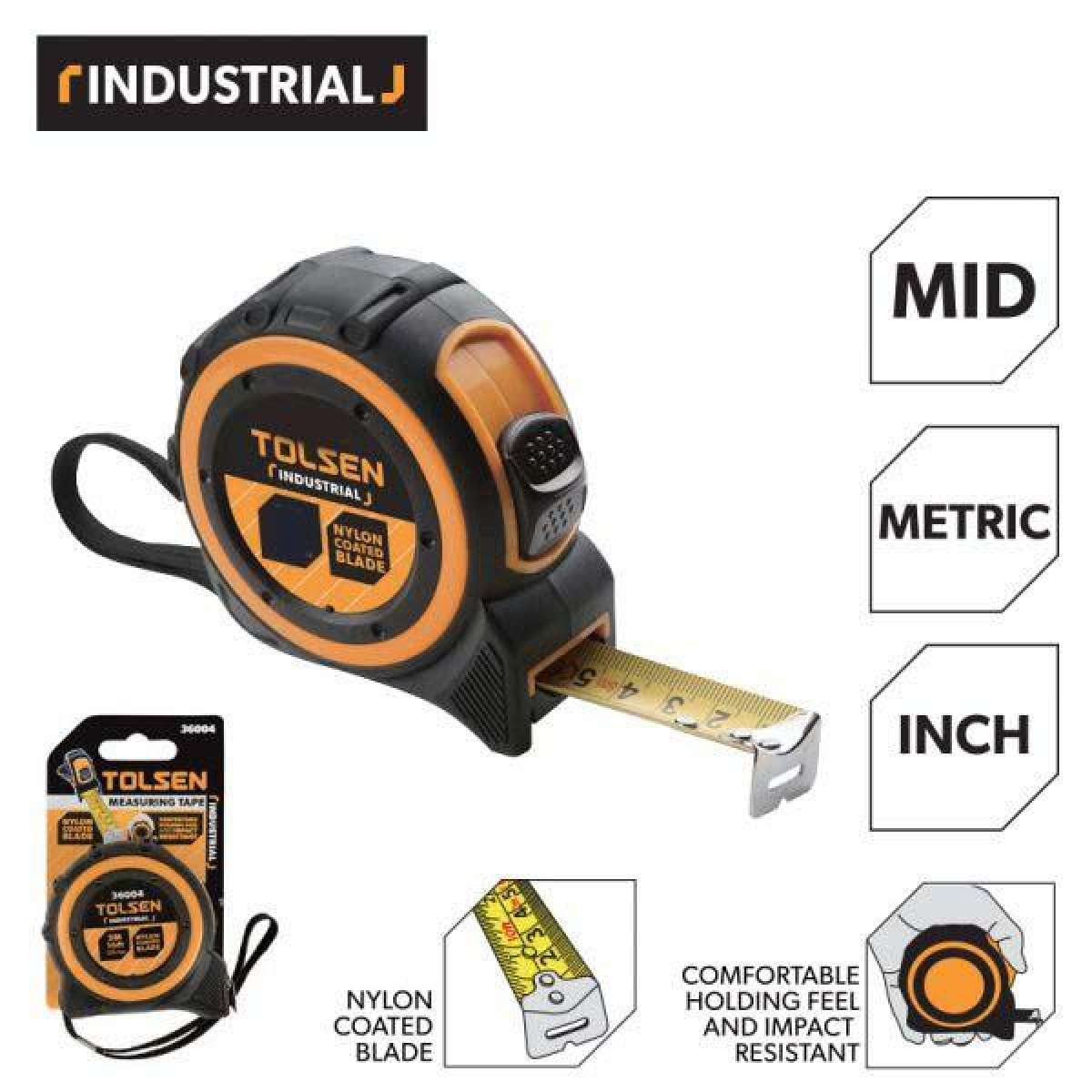 Picture of TOLSEN Measuring Tape 3M/10FT with Nylon Coated Blade Industrial TPR Handle 36002 - Kings Trading