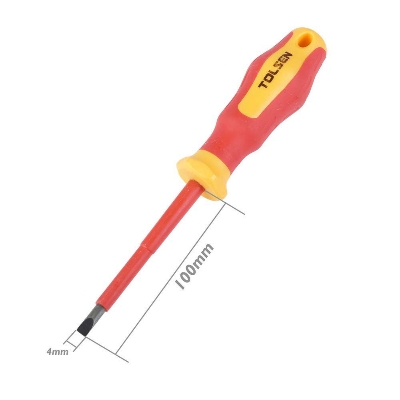 Picture of TOLSEN VDE Flat Screwdriver (4.0x100mm) 1000V, VDE Certification Model No-38001 - Kings Trading
